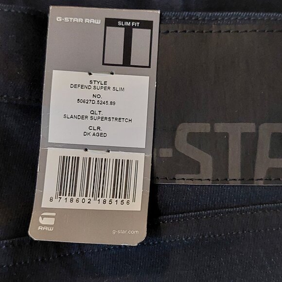 Retro Vintage G-Star Raw 5204 Defend Super Slim Denim Jeans Pants Sz 28 x 29 NWT - Picture 10 of 11